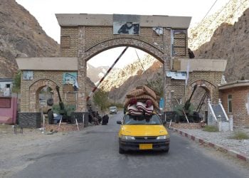 A taxi at the gate of Panjshir Province