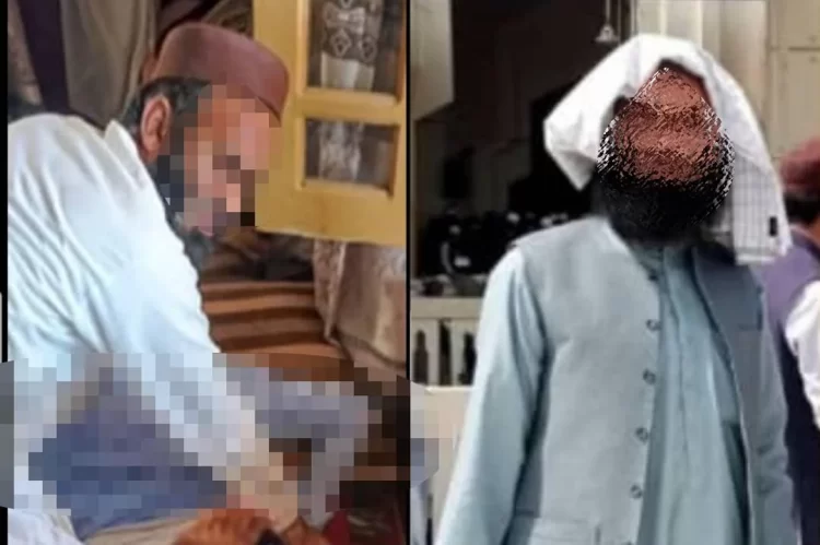 In the left, Mufti Waliullah blurred with his student and on the right a portrait of the Mufti blurred. (Photo Credit: Exclusive)