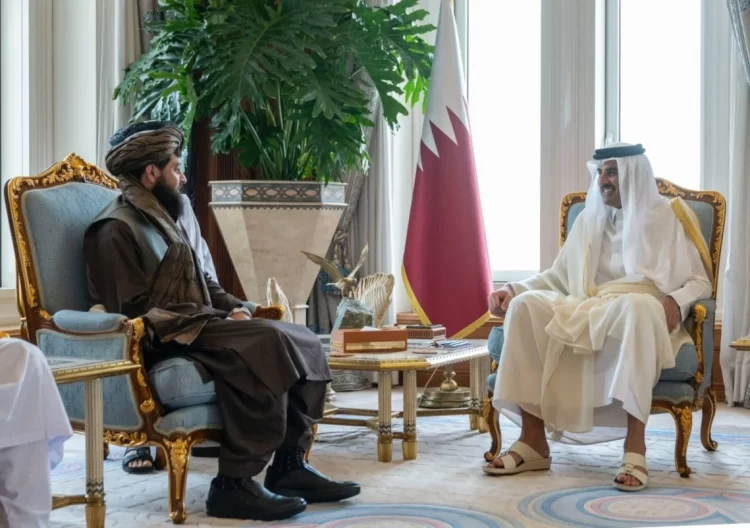 Taliban representative meets with Qatari official in Doha, fostering diplomatic ties. (Photo Credit: Doha News)