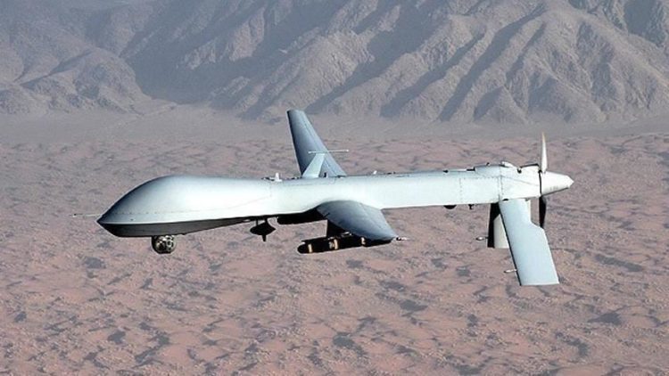 A military drone flies over mountainous terrain. Pakistani drone strikes on Afghan territory have heightened tensions between Islamabad and the Taliban government. (Photo Credit: EPA)