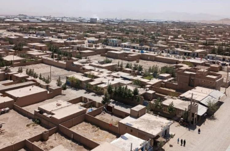 Aerial view of the Andisha Town in Herat province, Afghanistan, showing the dense residential area predominantly inhabited by Hazara families who face forced relocation by the Taliban authorities. (Photo Credit: Exclusive)
