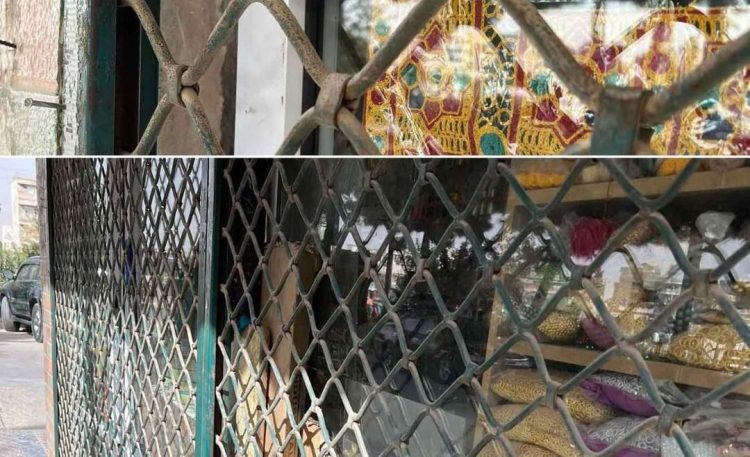 Shuttered shops with metal security gates pulled down at Kabul's Asia Market following Taliban closure over unpaid back taxes. Only medical stores remain open in the commercial area. (Photo Credit: Exclusive)