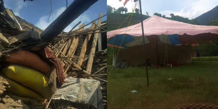 Earthquake damage and temporary shelter in Dara-i-Nur district, Nangarhar, where residents say they have been forgotten in relief efforts. (Photo Credit: Exclusive)