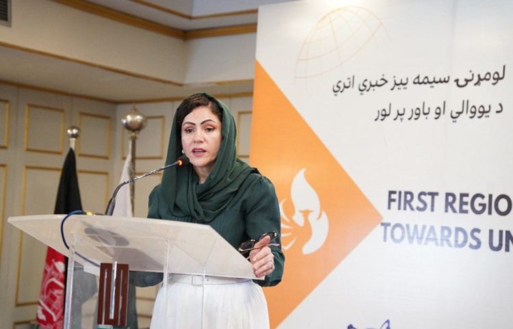 Former Afghan parliamentarian Fawzia Koofi speaks at the "Unity and Trust" conference in Islamabad, advocating for an inclusive government and highlighting the unbearable situation of women in Afghanistan. (Photo Credit: Fawzia Koofi/X)