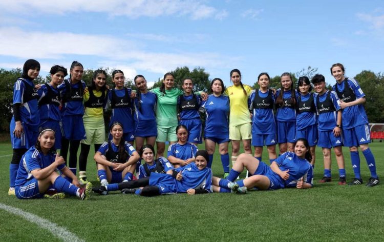 The Afghanistan women's football team in exile, known as "Afghan Women United," poses for a team photo. The team competed in their first match at the FIFA Unites: Women's Series tournament in Morocco after being formed following the Taliban's ban on women's sports in 2021. (Photo Credit: REUTERS)