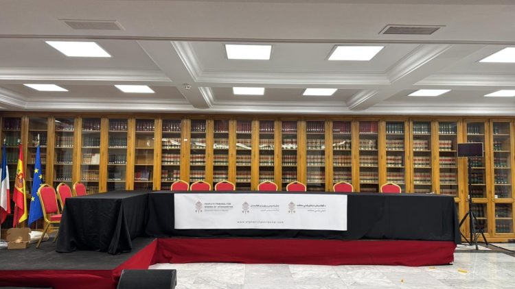 Preparations underway for the People’s Tribunal for Women of Afghanistan in Madrid. (Photo Credit: Rawadari)