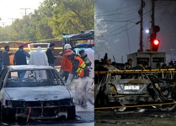 Emergency responders examine burned vehicles at blast sites in New Delhi and Islamabad, where recent suicide attacks killed at least 20 people and injured dozens more, escalating tensions between India and Pakistan. (Photo Credit: Social Media)
