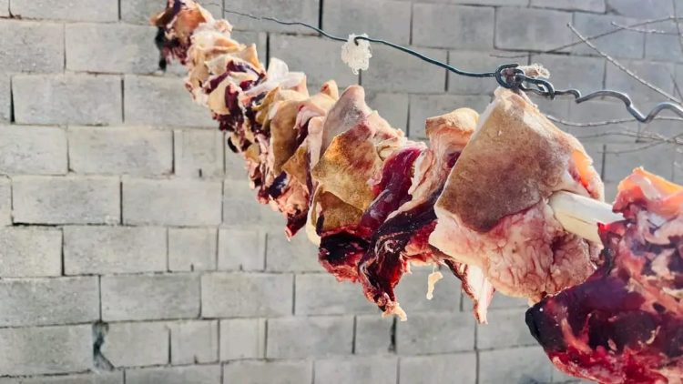 Landi meat hanging to dry in Afghanistan, a traditional winter food that doctors warn may pose health risks due to preservatives and high salt content used in the drying process. (Photo Credit: Social Media)