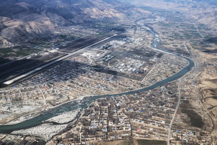 Aerial view of Faizabad, the provincial capital of Badakhshan, where tensions rise as the Taliban tighten control over local fighters and lucrative mines. (Photo Credit: Wakil KOHSAR / AFP)
