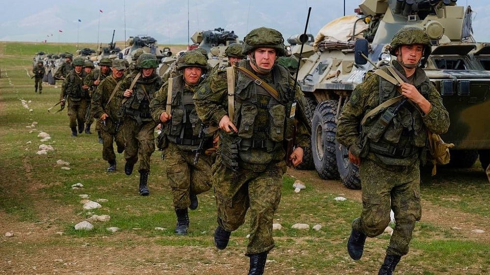 Russian and Central Asian forces conduct joint military exercises near the Afghan border as part of the Collective Security Treaty Organization's response to regional security threats following the Taliban takeover. (Photo Credit: TASS)