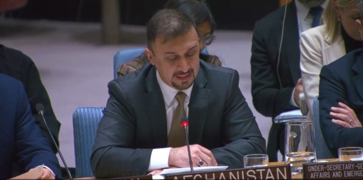 Naseer Ahmad Faiq, Acting Permanent Representative of Afghanistan to the UN, addresses the Security Council on the Taliban's jihadi schools and rising terrorist threats from Afghan territory. (Photo Credit: UN)