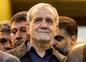 Iranian President Masoud Pezeshkian speaks about accelerating cooperation with the Taliban during his visit to South Khorasan Province, which borders Afghanistan. (Photo Credit: AFP)