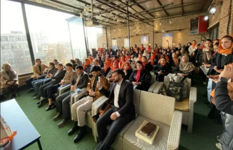 Female students and instructors attend an academic gathering organized by the Woman Online University, highlighting continued access to education despite restrictions. (Photo Credit: Exclusive)