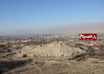 An aerial view of Dara-e-Suf district in Samangan Province, where nearly 50,000 families face severe drinking water shortages due to dried water sources and lack of supply networks. (Photo Credit: 8am.media)