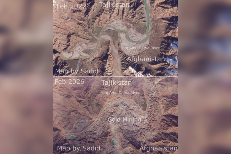 Photo of the Amu River, whose course has shifted toward Tajikistan due to gold mining. Photo Credit: Najibullah Sadid