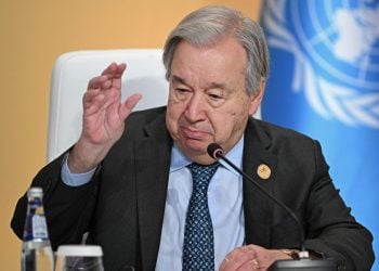 UN Secretary-General Antonio Guterres addresses the 61st session of the Human Rights Council, warning that human rights are under a "full-scale" attack worldwide. (Photo Credit: MAHMUD HAMS / AFP)