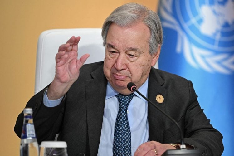 UN Secretary-General Antonio Guterres addresses the 61st session of the Human Rights Council, warning that human rights are under a "full-scale" attack worldwide. (Photo Credit: MAHMUD HAMS / AFP)