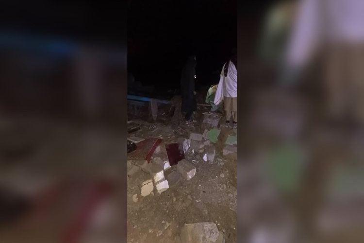 The image shows the location where the airstrike reportedly took place, 23 people trapped under rubble in the Behsud district. Photo Credit: Exclusive