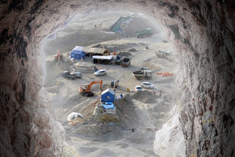 View from inside a mining tunnel overlooking an active gold extraction site in Badakhshan. (Photo Credit: AFP)