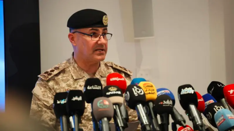 Jordanian military spokesperson addresses press conference on Iranian missile and drone attacks. (Photo Credit: alarabiya)