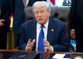 US President Donald Trump speaks to the press about a critical minerals stockpile with $12 billion in initial funding, as Washington seeks to lower reliance on China for rare earths and other resources, in the Oval Office of the White House in Washington, DC, on February 2, 2026. (Photo by SAUL LOEB / AFP)