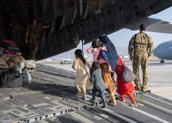 Afghan Refugees. (Photo credit: Master Sgt. Donald R. Allen/U.S. Air Forces Europe-Africa via Getty Images)