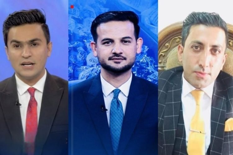 Portraits of three Afghan journalists detained by Taliban intelligence amid concerns raised by Amnesty International over press freedom violations. (Photo credit: AJC)