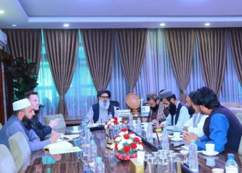 Taliban's Minister of Public Health, Noor Jalal Jalali, meets with Antoine Doutemple, Director General of the Chain of Hope Organization (CDE), in Kabul to discuss maternal and child health services, with no female health workers present. (Photo credit: Ministry of Public Health)