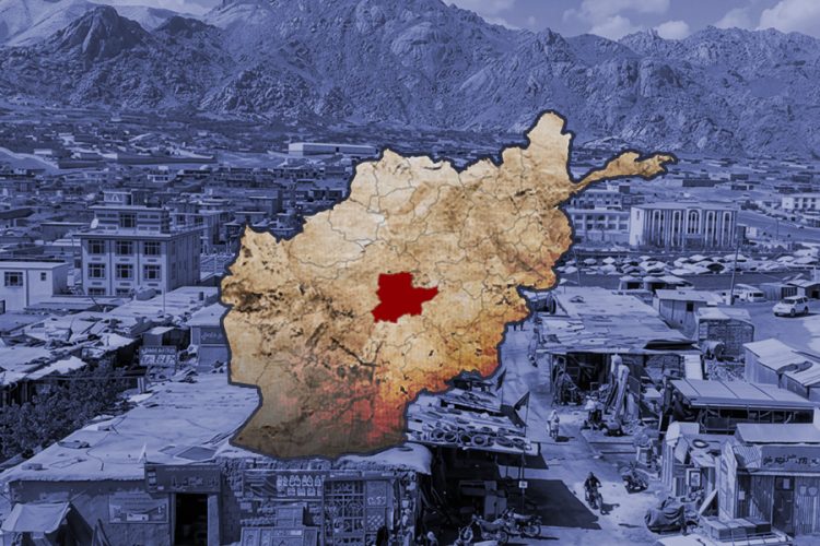 A map of Afghanistan highlights Daykundi province in red, marking the region where a surge in armed robberies has left residents living in fear. (Photo Credit: Exclusive)