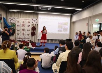A speaker addresses attendees at the Hazara Culture Festival held in Frankfurt, Germany, highlighting cultural identity and resistance against discrimination. (Photo Credit: Exclusive)