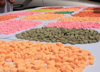 Seized K and Zeegap tablets displayed by authorities, reflecting the growing drug crisis fueled by poverty and unemployment across Afghanistan. (Photo credit: Social media)