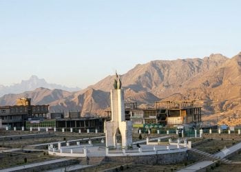 A monument stands at the center of Nili, the capital of Daykundi province, where residents say women face Taliban harassment and abduction attempts. (Photo credit: Social media)