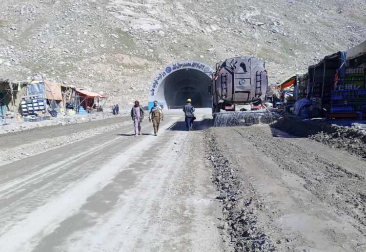 Roadwork continues near the Salang Tunnel as reconstruction crews work on the Salang Highway following the Taliban's temporary closure to trailer trucks. (Photo credit: X/AHaqshinas)