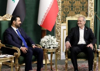 Iraqi Prime Minister Ali Faleh Al-Zaidi meets Iranian President Masoud Pezeshkian in Tehran to discuss bilateral relations and regional security. (Photo credit: president.ir)
