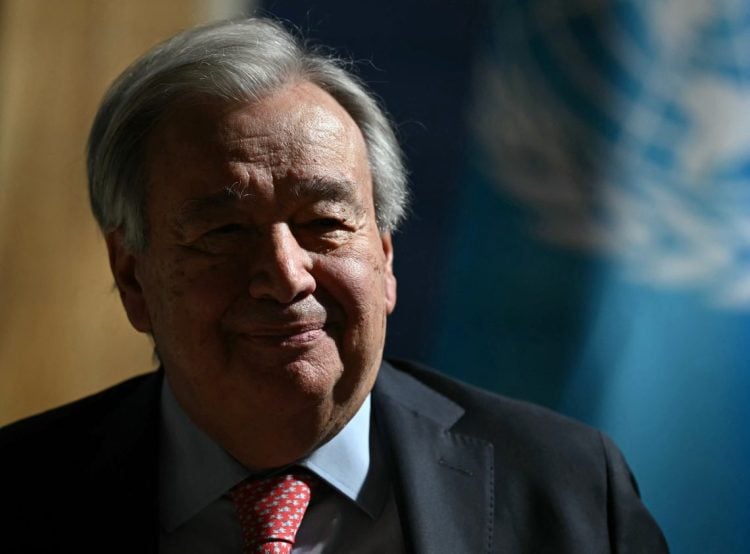 United Nations Secretary-General Antonio Guterres speaks during an official engagement as he reiterates the UN's support for Syria at a critical stage. (Photo credit: JUSTIN TALLIS / AFP)