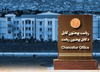 The Chancellor Office building at Kabul University, where employees say the Taliban discriminate against former government staff. (Photo credit: Ku.edu.af + Dailyafghanistan)