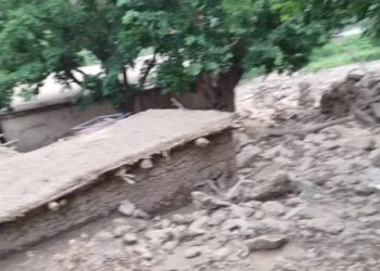 Floodwaters damage homes, roads, and agricultural lands in Nuristan following heavy rainfall and flash floods reported in the region. (Photo credit: BAKHTAR)
