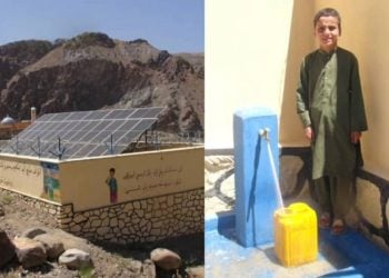 A boy stands near a newly completed water supply network in Parwan province, built with support from the Aga Khan Foundation to improve access to clean drinking water. (Photo credit: @bnadari1)