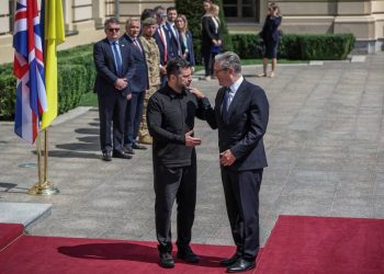 British Prime Minister Keir Starmer meets with Ukrainian President Volodymyr Zelensky during a visit to Kyiv as the United Kingdom announces new military support for Ukraine. (Photo credit: Reuters)