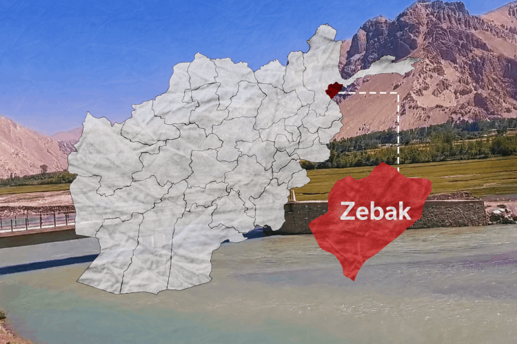 A map highlights Zebak district in Badakhshan province, the site of intensified clashes between the Taliban and anti-Taliban forces. (Photo credit: Social Media)
