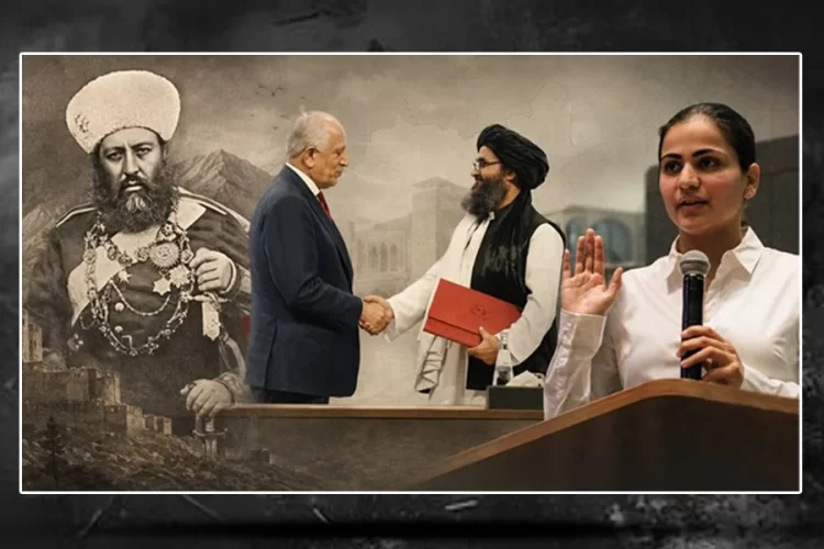 A composite image traces Afghanistan's political intermediaries, from Abdur Rahman Khan to Zalmay Khalilzad and Aisha Wahab. (Photo credit: AI)