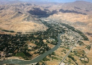 An aerial view shows Faizabad city in Badakhshan province, where clashes between Taliban forces and a dissident commander have intensified. (Photo credit: wikipedia.org)