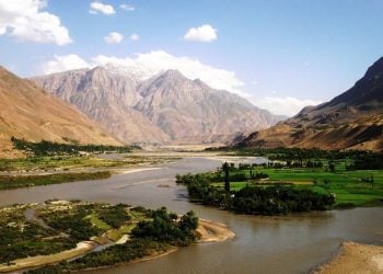 The Panj River winds through the mountains of Badakhshan province, near Shighnan District, home to a long-standing Ismaili community. (Photo credit: Wikipedia.org)