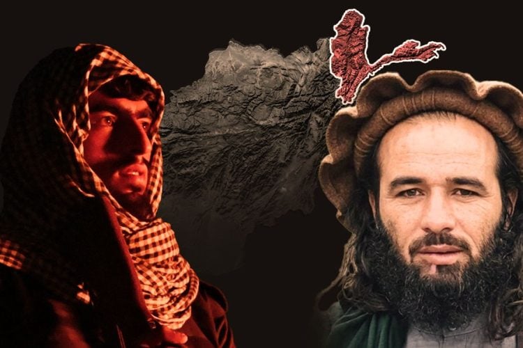 A composite image shows Juma Khan Fateh alongside a Taliban fighter, with a map highlighting Badakhshan province. (Photo credit: AFP + Social Media)