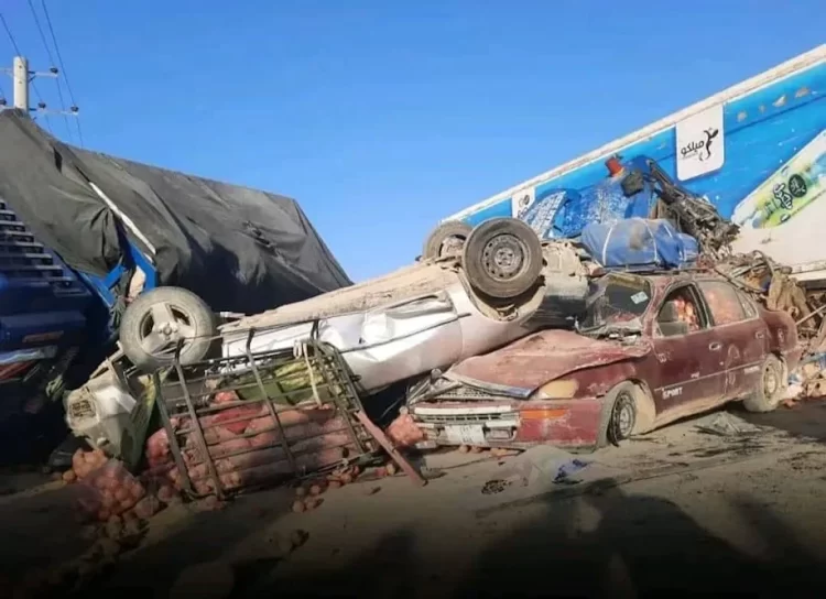 Vehicles damaged in a traffic accident in Afghanistan. (Photo: Exclusive)