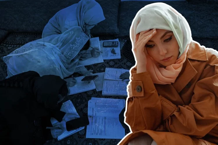 An Afghan girl reflects with worry as others study by lamplight, reflecting the anxiety many face after falling victim to fraudulent online education schemes. (Photo credit: AFP + Pexels)