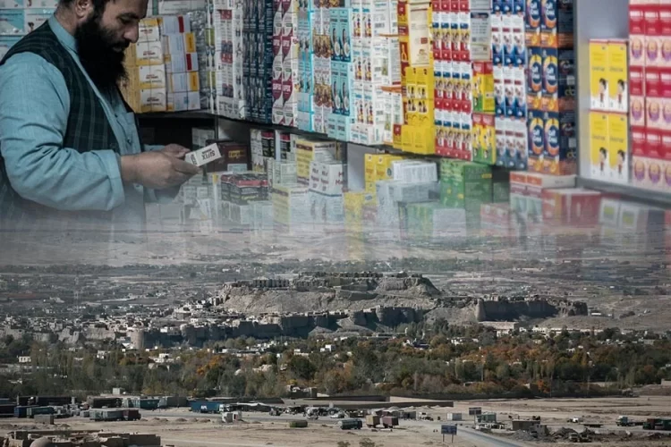 A shopkeeper examines medicine on the shelves of a pharmacy in Ghazni city, where residents say shortages of drugs and health staff persist. (Photo credit: AFP + Wikipedia)