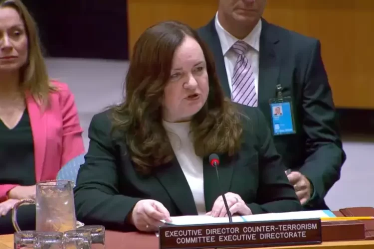 Natalia Gherman speaks at a UN Security Council session on the evolving threat of terrorism. (Photo credit: UN.ORG)
