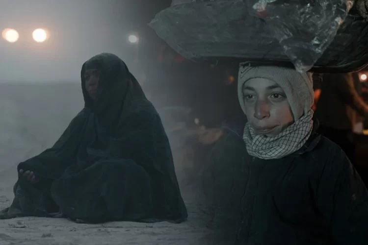 Residents in Kabul's outskirts endure dust and hardship, with a woman wrapped against the cold and a boy carrying goods on his head amid a lack of basic services. (Photo credit: AFP)