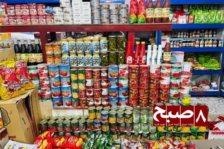 Shelves in a Kabul store are stacked with canned goods, sauces, and preserved food amid growing concerns over unlabeled and expired products in the market. (Photo credit: 8am.media)